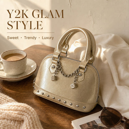 The Aurelia Mini – Metallic Charm Satchel