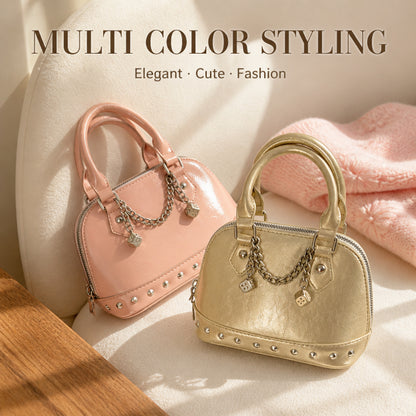The Aurelia Mini – Metallic Charm Satchel