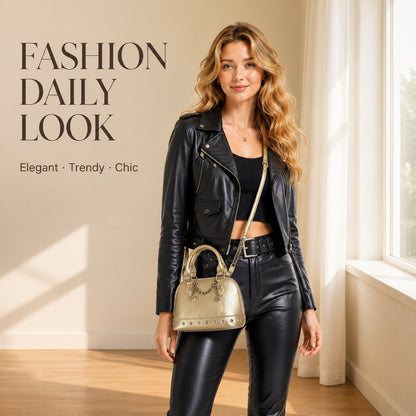 The Aurelia Mini – Metallic Charm Satchel