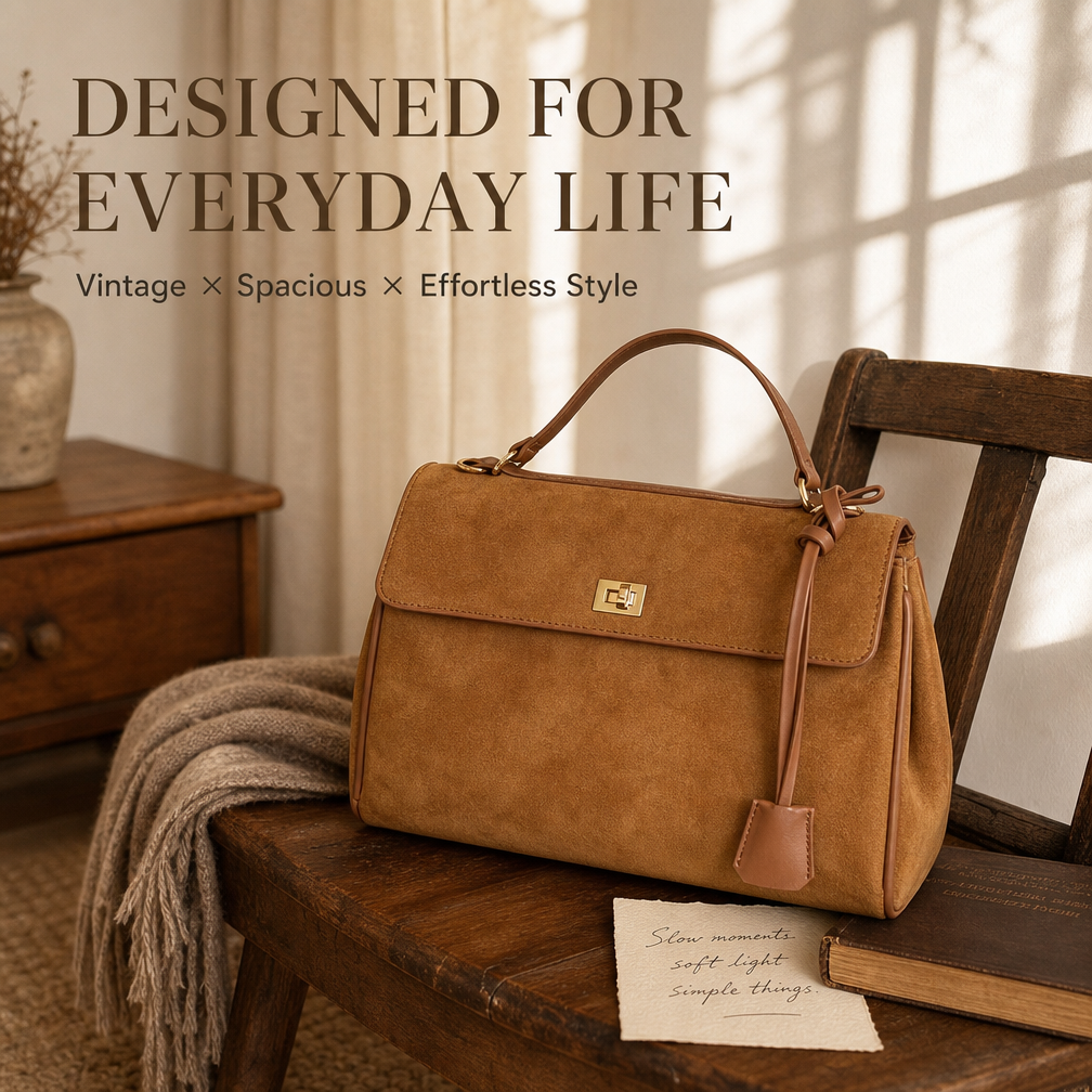 The Daily Vintage Kelly Suede Tote Bag