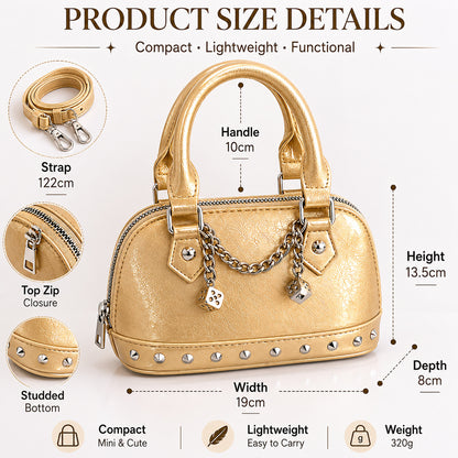 The Aurelia Mini – Metallic Charm Satchel